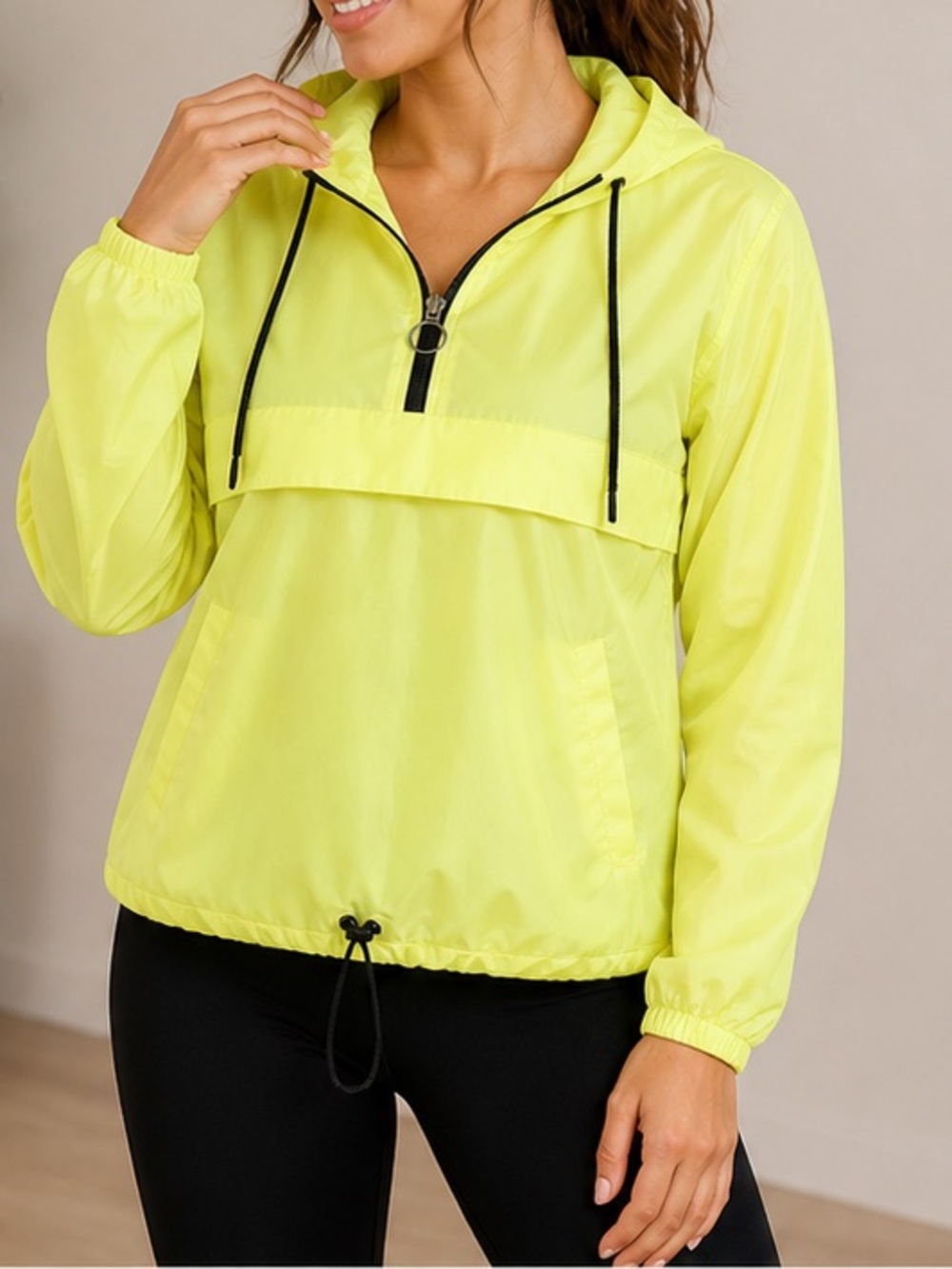 NOBO Neon Yellow Half-Zip Hooded Pullover